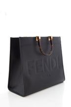 Fendi Black Leather Sunshine Shopper Tote