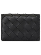 Bottega Veneta Intrecciato Flap Business Card Wallet Black