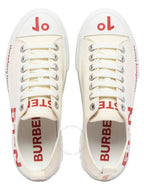 Burberry Coordinate Print Cotton Low Top Sneakers Ivory
