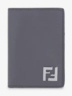 Fendi FF Square Leather Card Wallet Grey
