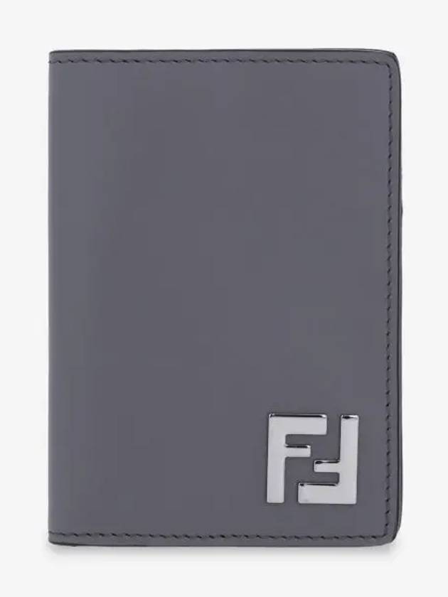 Fendi FF Square Leather Card Wallet Grey