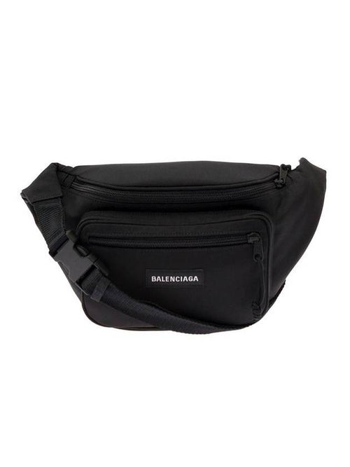 Balenciaga Explorer Logo Patch Nylon Belt Bag Black