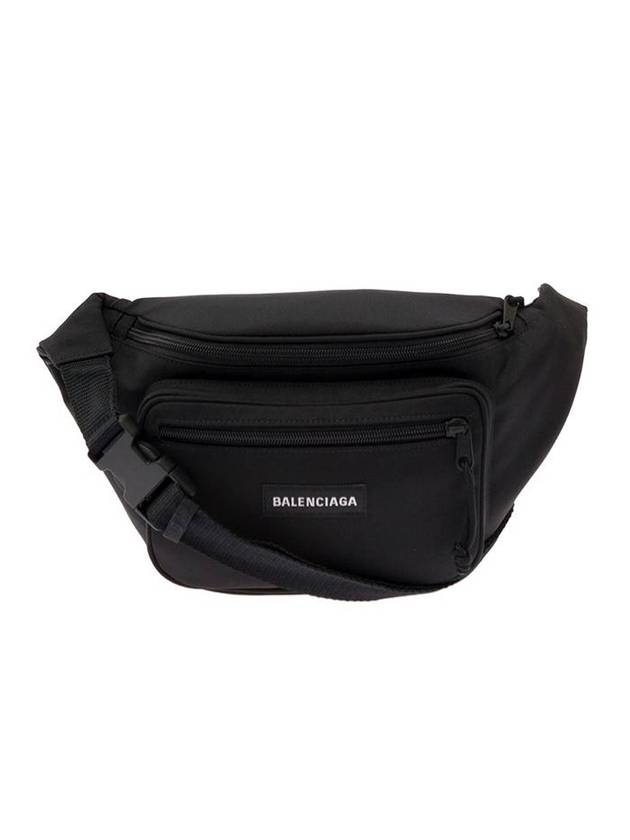 Balenciaga Explorer Logo Patch Nylon Belt Bag Black