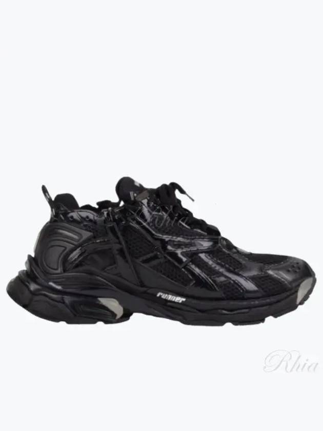 Balenciaga Fake Leather Mesh Runner Sneakers Black