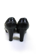 Chloe Womens Leather Double D Ring High Block Heel Pumps Black