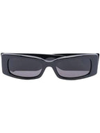 Balenciaga Eyewear Logo Print Rectangular Frame Sunglasses Black