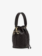 Fendi Mon Tresor FF Motif Leather Mini Bucket Bag Black