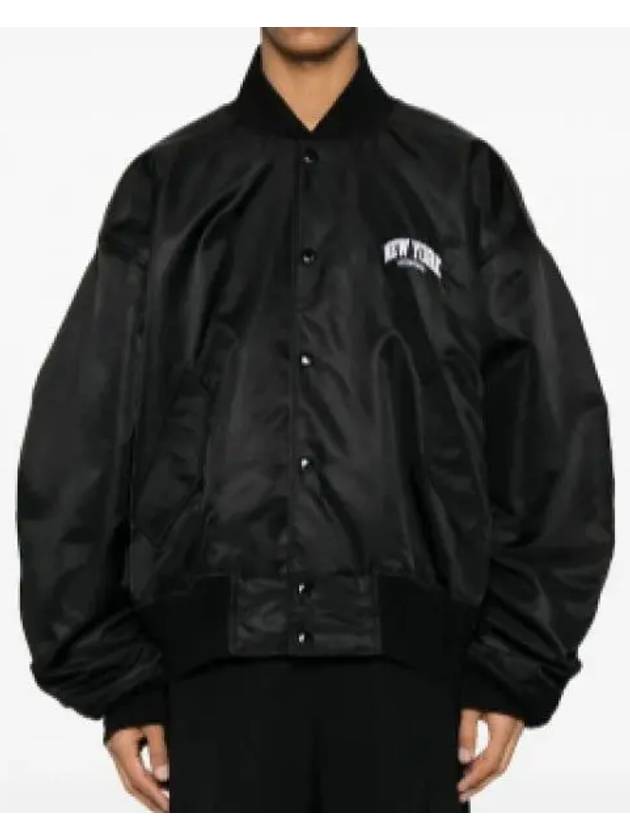 Balenciaga New York Embroidery Bomber Jacket Black