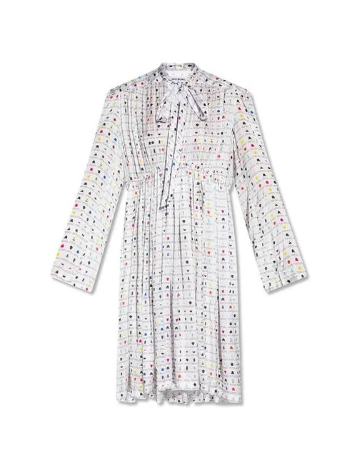 Balenciaga printed knee length long dress white