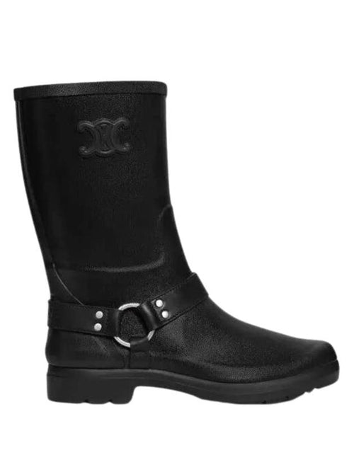 CELINE Mid  Rain Boots In Rubber And Calfskin Black