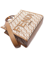 Fendi Sunshine Medium Raffia Tote Bag White Beige