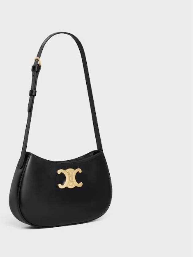 CELINE Tilly Medium Shiny Calfskin Shoulder Bag Black