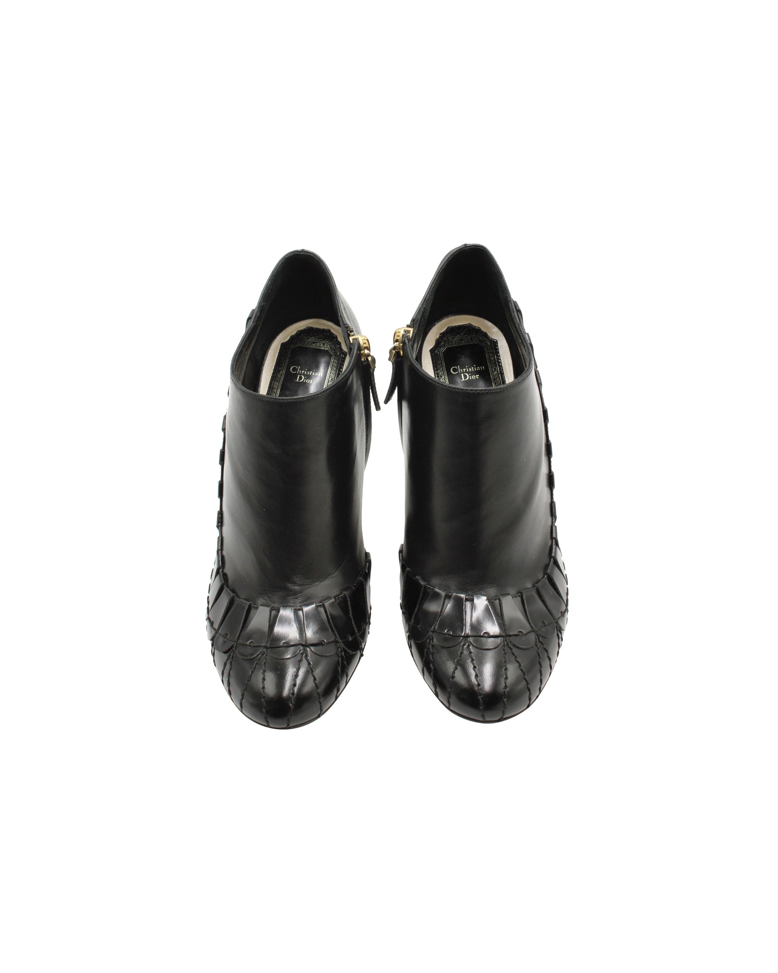 Dior Serpent Ankle High Heel Boots in Black Leather