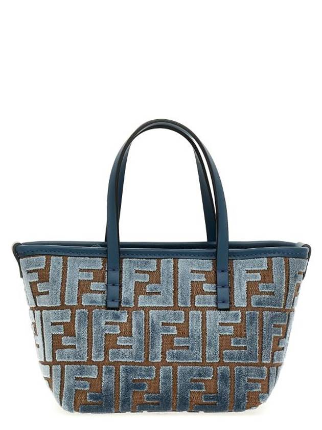 Fendi Roll FF Jacquard Velvet Tote Bag Light Blue