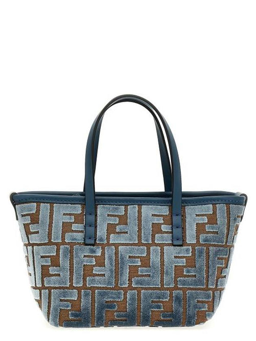 Fendi Roll FF Jacquard Velvet Tote Bag Light Blue