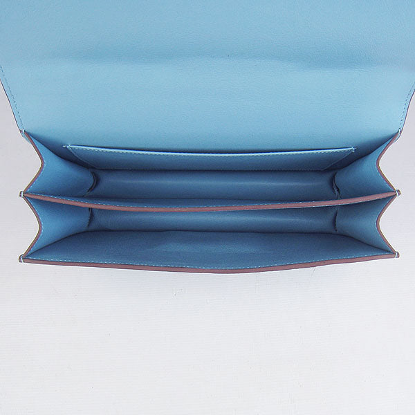 Hermes calf Leather Message Bag H020 light blue silver