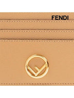 Fendi Signature Logo Card Wallet Beige