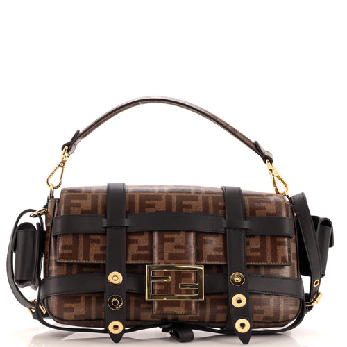 FENDI Baguette Cage Bag Zucca Coated Canvas and Leather Medium