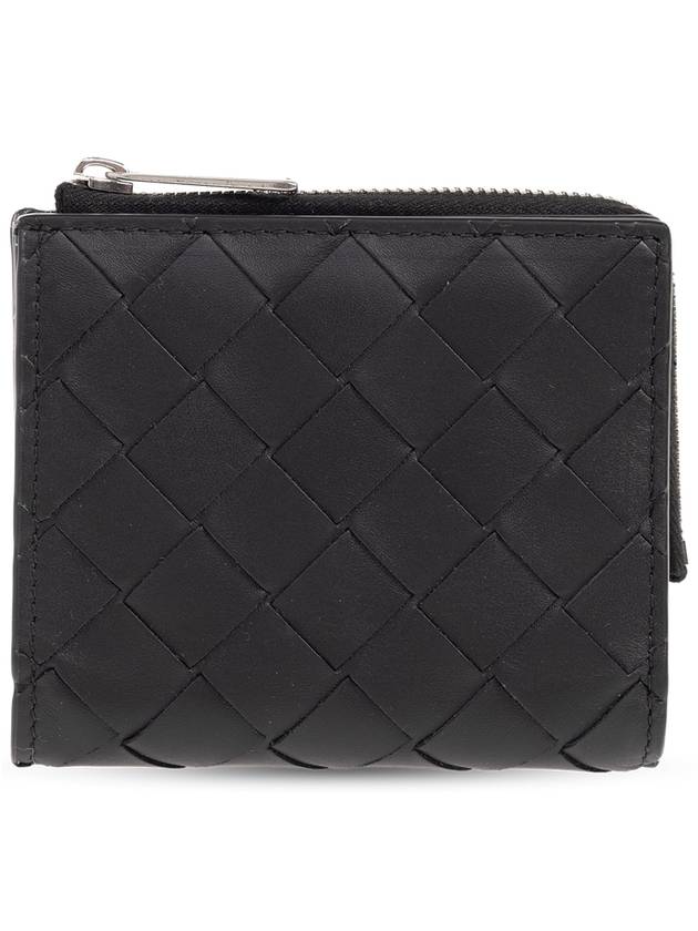 Bottega Veneta Intrecciato Bifold Calfskin Half Wallet Black