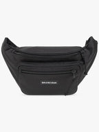 Balenciaga Explorer Logo Patch Nylon Belt Bag Black