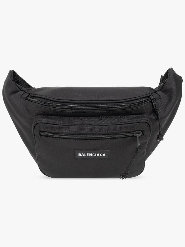 Balenciaga Explorer Logo Patch Nylon Belt Bag Black
