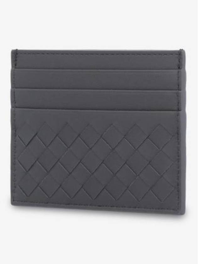 Bottega Veneta Intrecciato Leather Card Wallet Light Grey