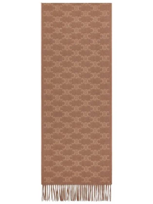 CELINE Monogram Cashmere Muffler Light Camel
