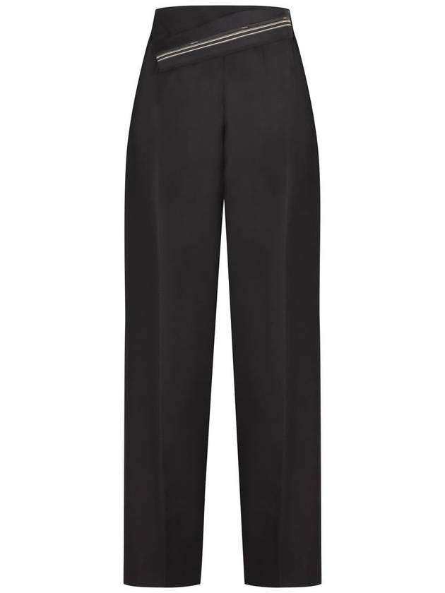 Fendi Mohair Wool Carrot Fit Straight Pants Black