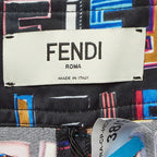 Fendi Black Ff Print Satin Cropped Fun Fair Pants