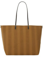 Fendi Roll Pequin Stripe Large Tote Bag Beige