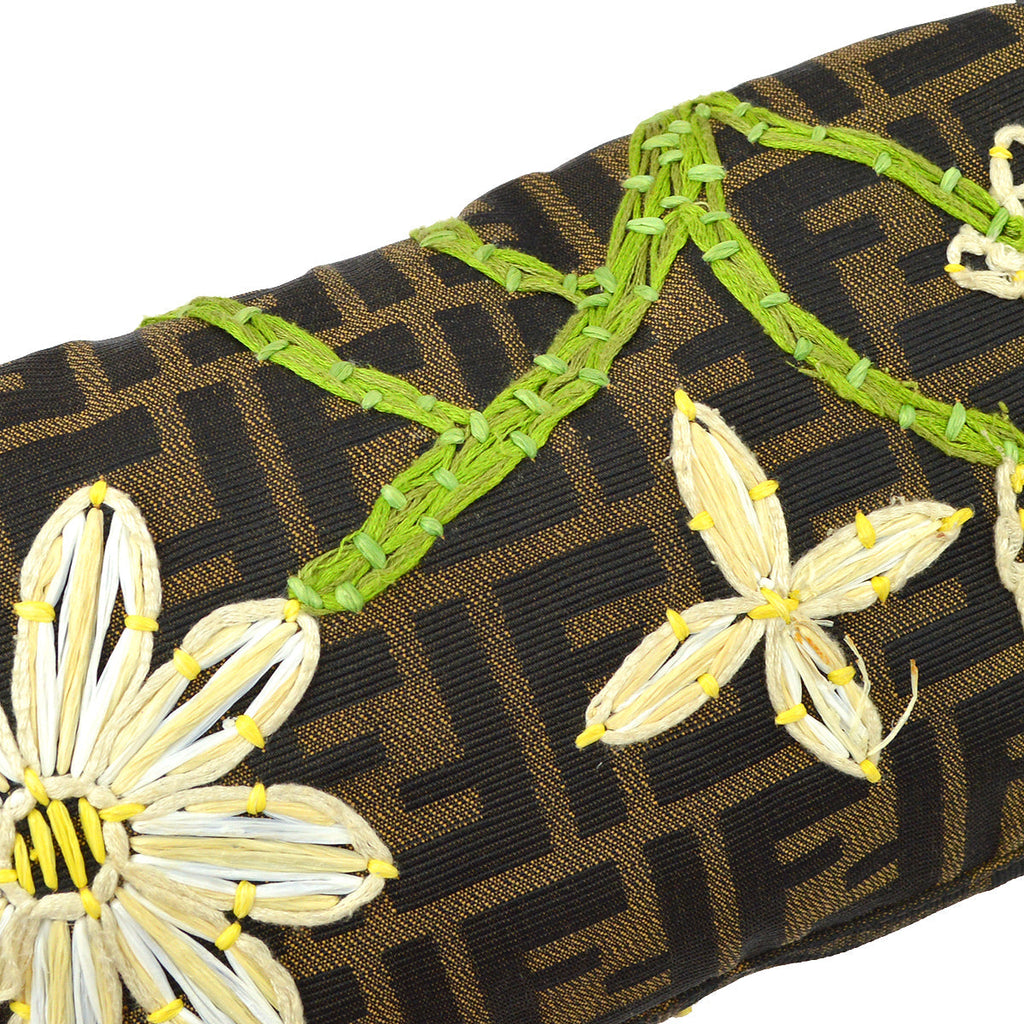 Fendi Brown Embroidered Zucca Baguette Handbag