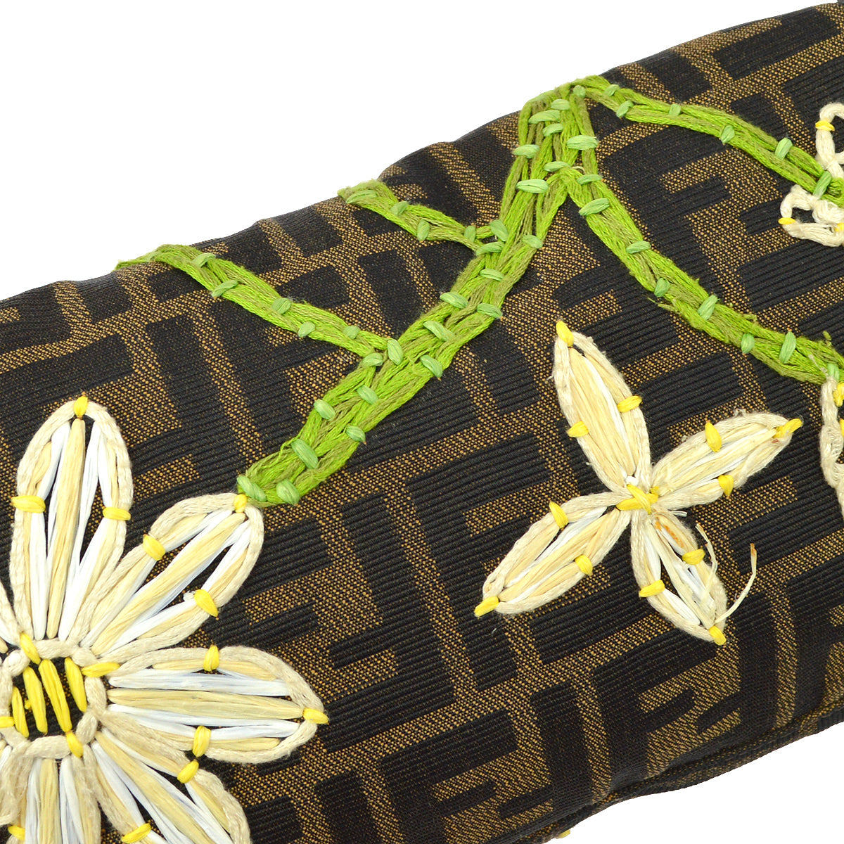 Fendi Brown Embroidered Zucca Baguette Handbag