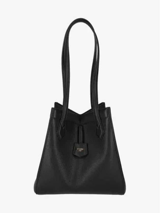 Fendi Origami Medium Leather Tote Bag Black