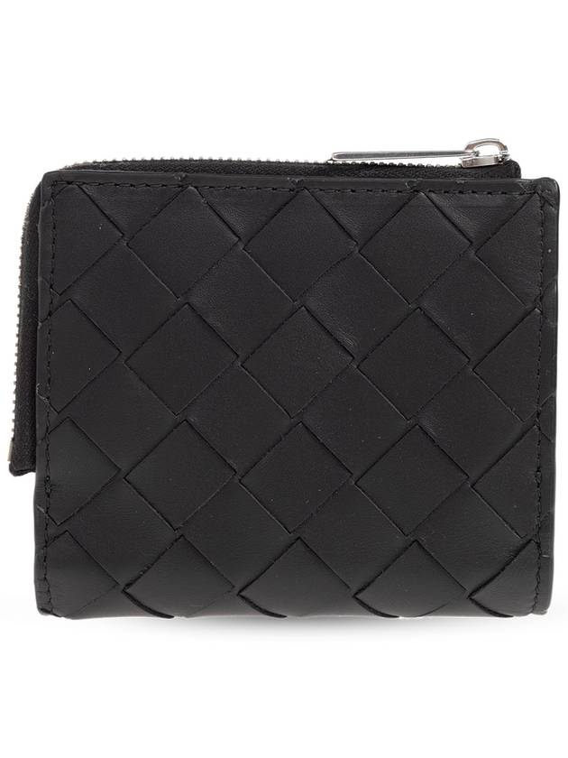 Bottega Veneta Intrecciato Bifold Calfskin Half Wallet Black