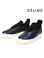 CELINE Leather Pull On Slip On Navy