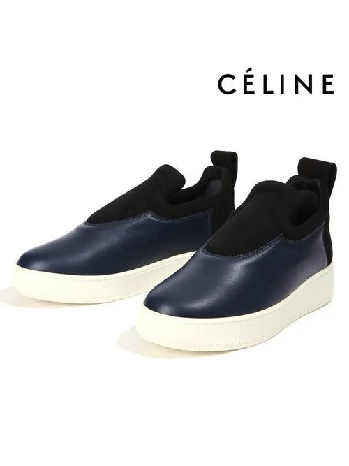 CELINE Leather Pull On Slip On Navy