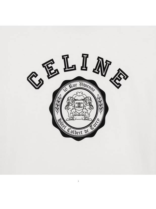 CELINE Blason Loose Cotton Jersey Short Sleeve T-Shirt Off White