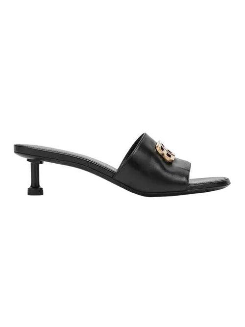 Balenciaga BB Leather Slipper Heels Black