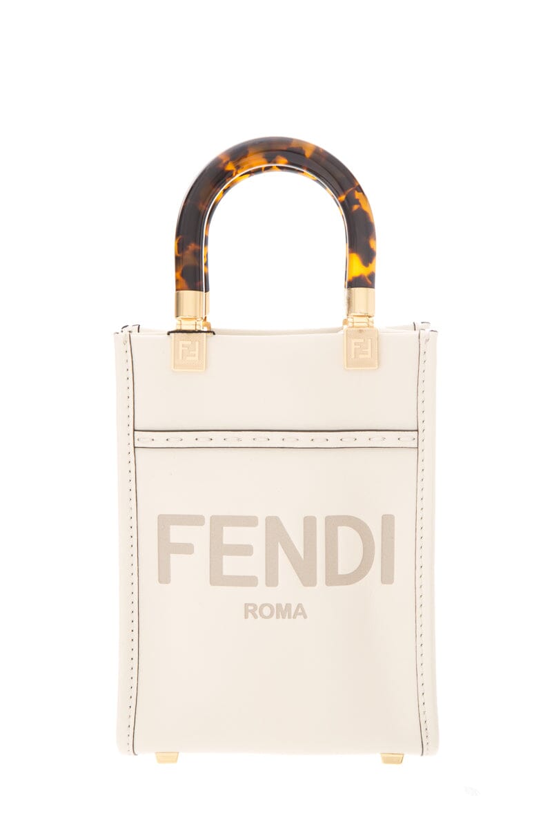Fendi White Mini Sunshine Shopper Cross-Body