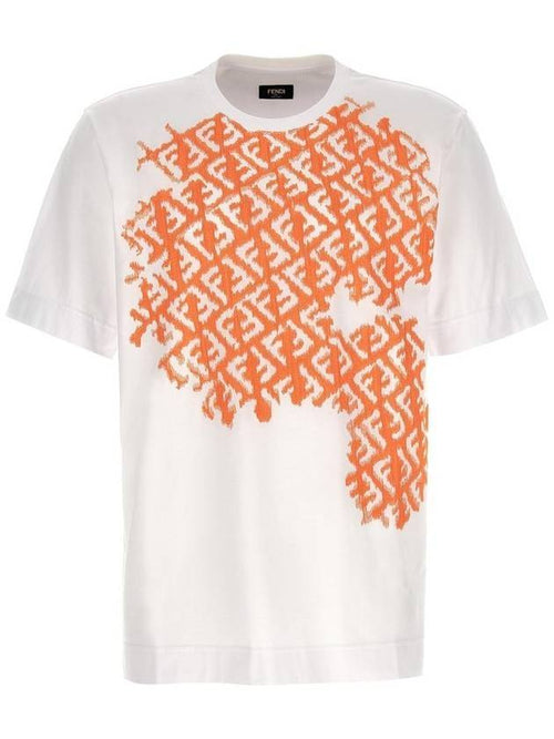 Fendi Embroidered FF Crew Neck Oversized Short Sleeve T-Shirt White