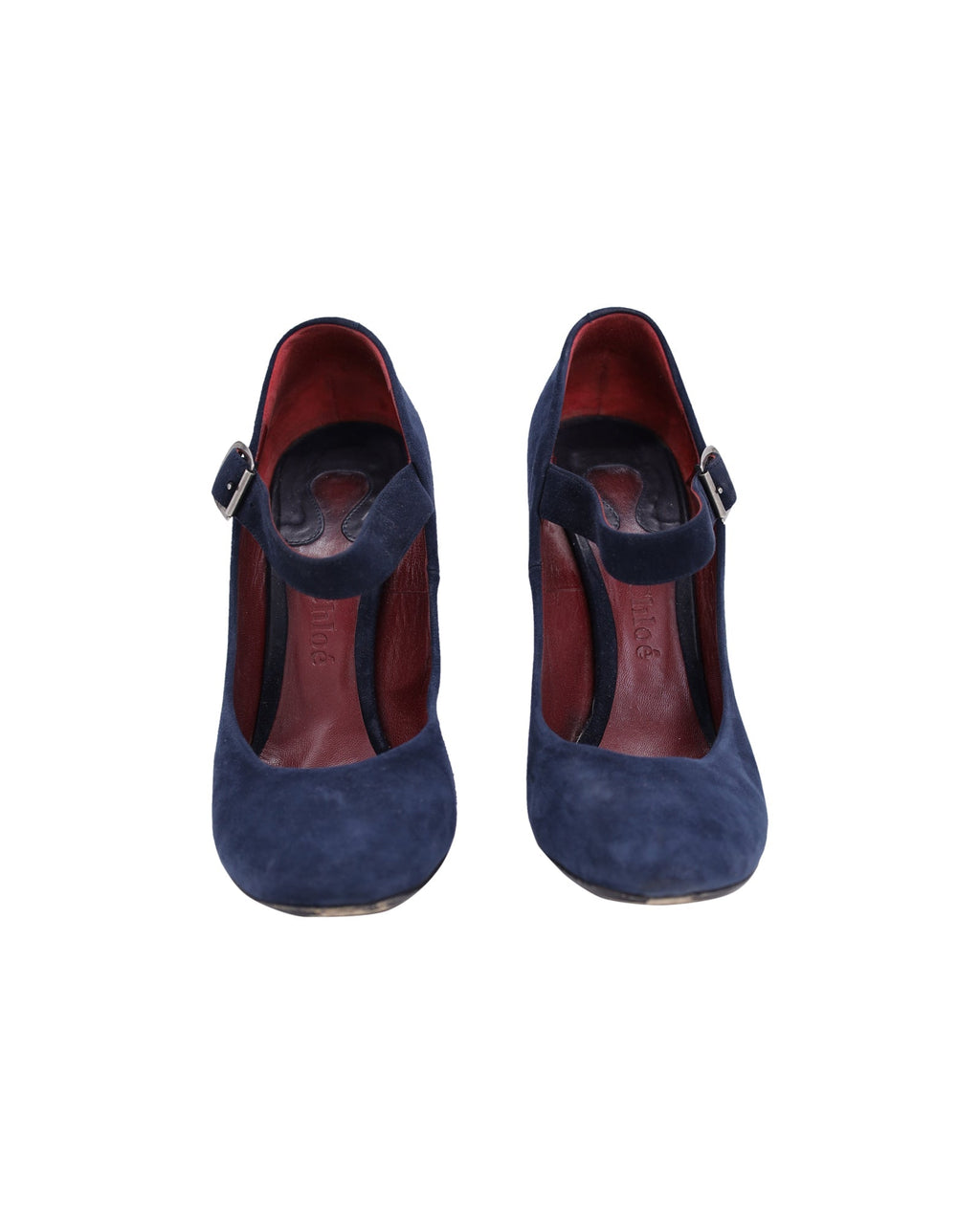 Chloe Mary Jane Pumps in Navy Blue Suede