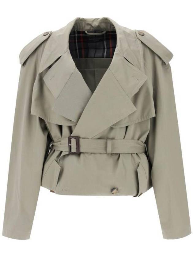 Balenciaga Fold Cotton Twill Short Trench Coat Beige