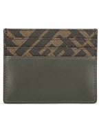 Fendi FF Square Leather Card Wallet Grey
