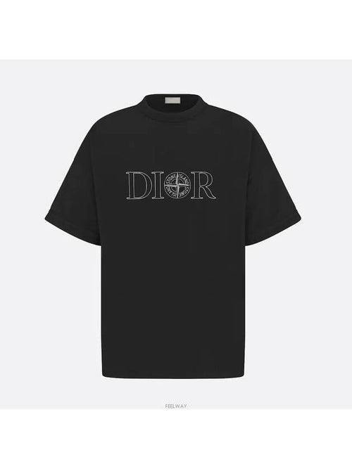 Oversized Fit Cotton Short Sleeve T-Shirt Black Dior