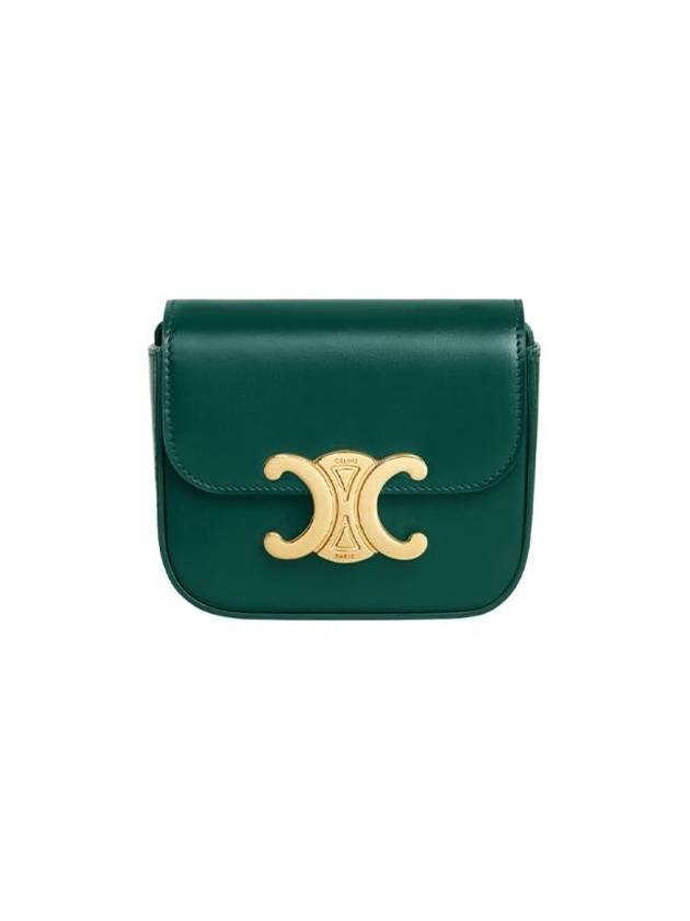 CELINE Triomphe Small Shiny Calfskin Cross Bag Racing Green