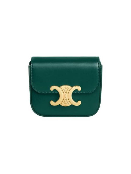 CELINE Triomphe Small Shiny Calfskin Cross Bag Racing Green
