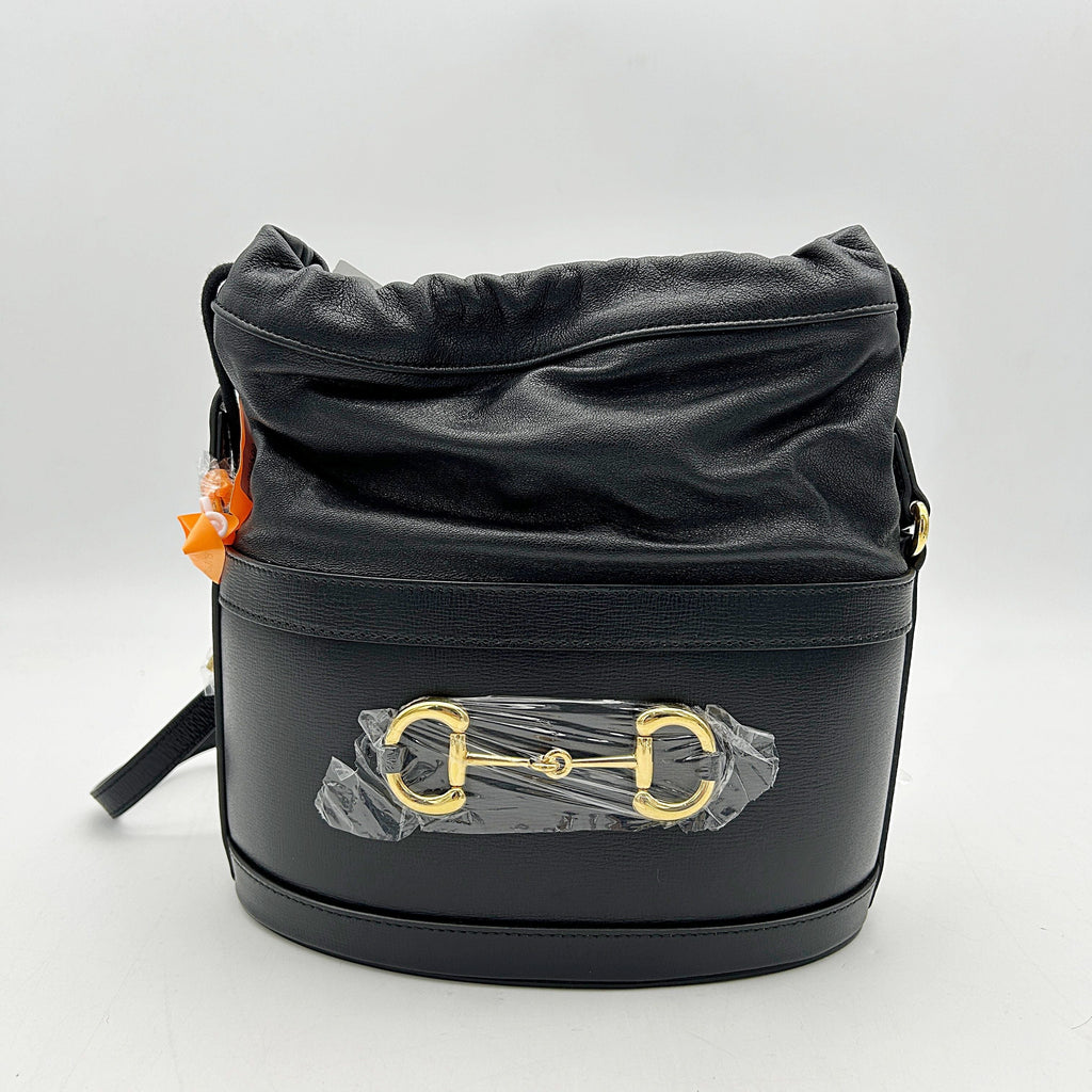 Gucci 1955 Horsebit Drawstring Bucket Bag - Black Crossbody Bags, Handbags 2505092219