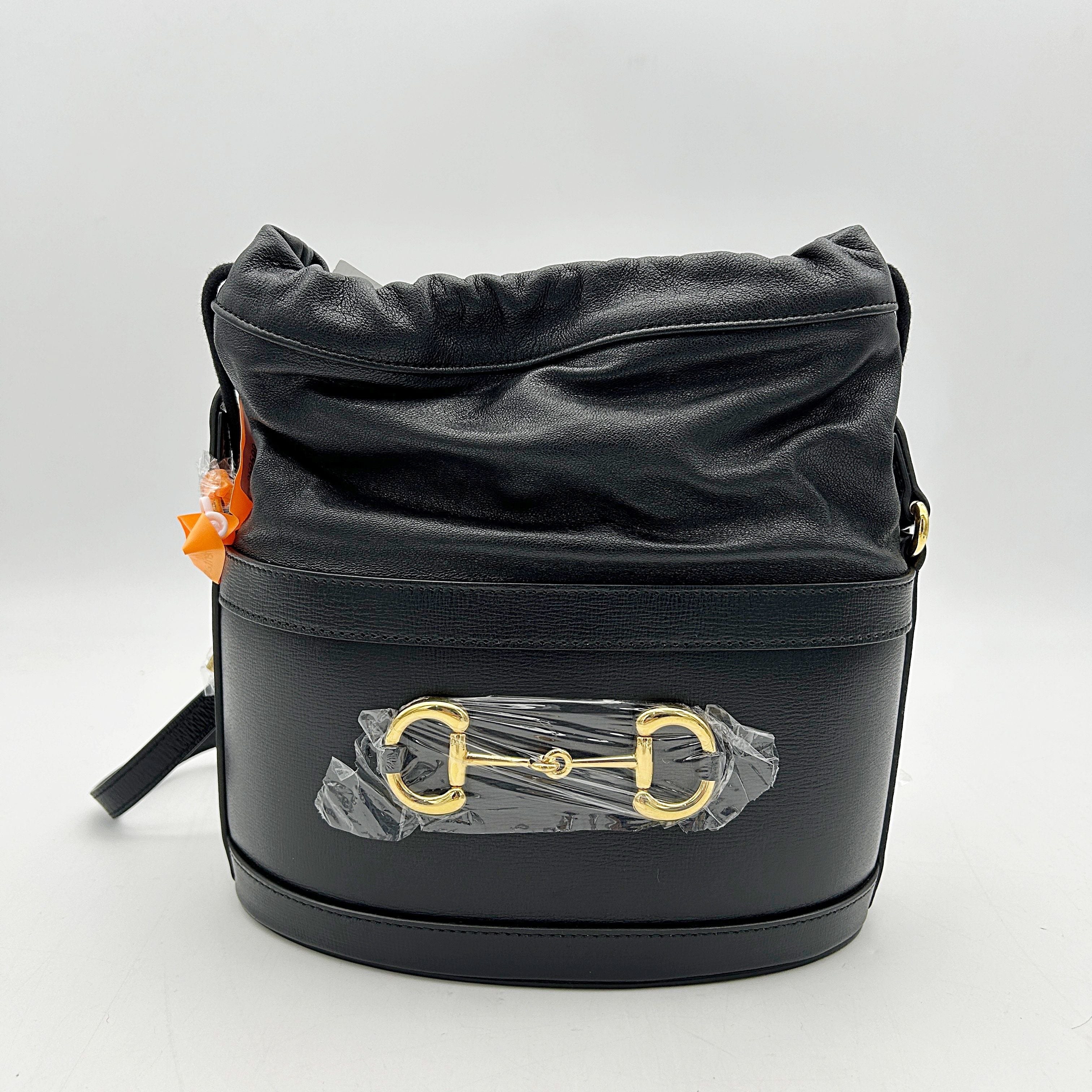 Gucci 1955 Horsebit Drawstring Bucket Bag - Black Crossbody Bags, Handbags 2505092219