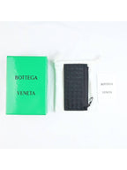 Bottega Veneta Intrecciato Zipper Card Wallet Black
