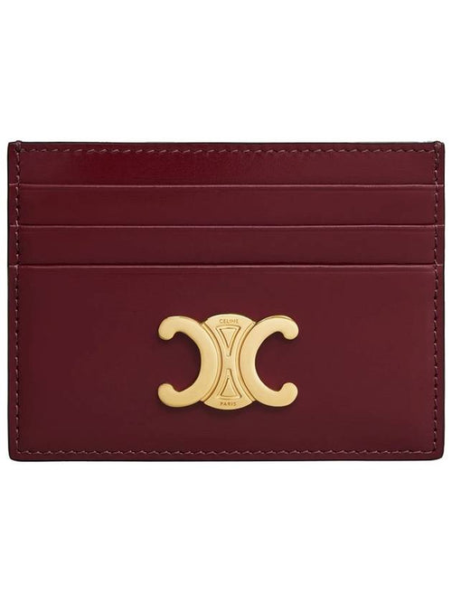 CELINE Triomphe Shiny Calfskin Card Wallet Light Burgundy